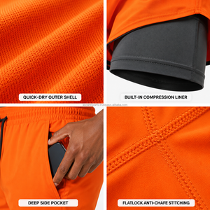 Custom Sublimation Print Double Layer Basketball <b>Shorts</b> Quick Dry Polyester <b>Compression</b> Inner Tights Zipper Pocket Running - Product Image 5