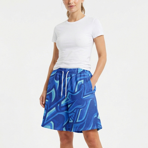 Ensemble de shorts amples sublimés pour femmes, 100 % polyester polaire, taille à cordon, longueur genou, vêtements de sport, shorts d'entraînement - Product Image 5