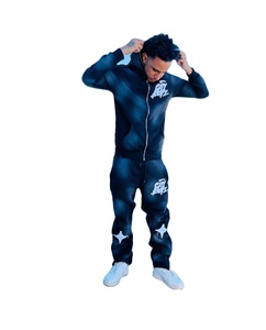 Conjunto de Sudadera con Capucha y Pantalones Jogger Ajustados de 2 Piezas con Apliques Desgastados Personalizados, Ropa Urbana para Hombre y Mujer, 100% Algodón, 500GSM, Invierno, Estilo Y2K - Product Image 1