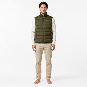 Chaleco acolchado para hombre que combina relleno ligero, aislamiento térmico y tela resistente para un uso cómodo en climas fríos. - Product Image 1
