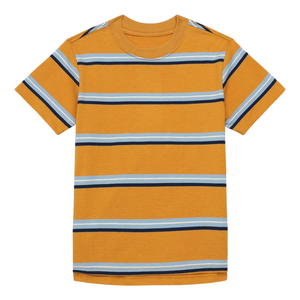 Camiseta informal a rayas para niños, cuello redondo, manga corta, 100% algodón orgánico, mejor precio, corte regular, multicolor. - Product Image 1