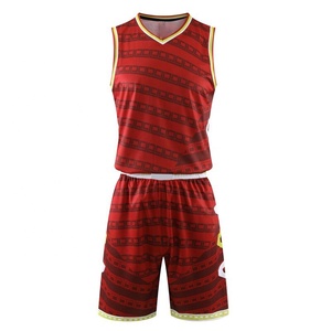 Conjunto de Uniforme de Baloncesto Geométrico Rojo Unisex, Cuello en V, Sin Mangas, Secado Rápido, Ropa Deportiva de Poliéster para Todas las Temporadas, Impresión Sublimada - Product Image 3