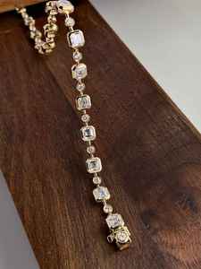 Silver Rose Gold Plated Asscher Cut Moissanite Tennis Bracelet Channel Setting Geometric Design Trendy Unisex GRA Certified - Product Image 2