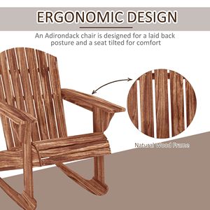 Sedia a dondolo Adirondack con design a doghe in legno carbonizzato per esterni, ideale per salotto e zona braciere - Product Image 5
