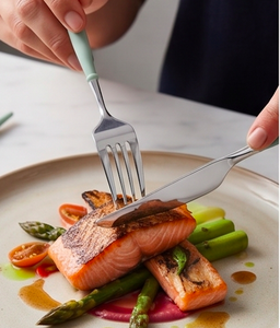 Ensemble de couverts minimalistes avec manches vert menthe, en acier inoxydable, passe au lave-vaisselle, pour une utilisation sur la table de mariage - Product Image 4
