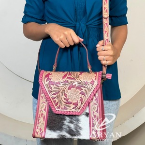 Sacs à bandoulière pour femmes en cuir véritable de vachette, style western, avec motifs floraux gravés, vente en gros 2026 - Product Image 1