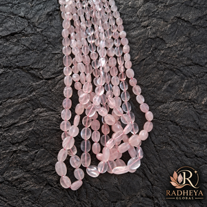 Cuentas Ovaladas Planas de Cuarzo Rosa Natural, Hilos de Cuentas Sueltas para Hacer Collares, Pulseras y Joyería - Product Image 1