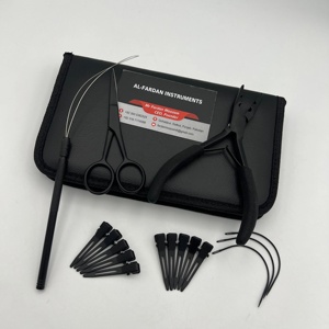 Professional Weft Hair Extension Tools with Matching <b>Kit</b> Black Matte Color Two Holes Plier Sewing Needles Hair Sectioning Clips - Product Image 1