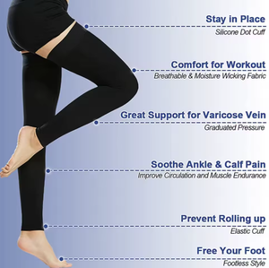 Bas de contention à compression graduée, antidérapants, en mélange de spandex, soutien des jambes 20-30 mmHg, respirants, à enfiler, unisexe, anti-gonflement, toutes saisons - Product Image 3