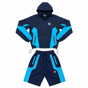 Sustainable Lightweight Printed Track Suit Breathable Nylon Zip Windbreaker <b>Jacket</b> Shorts Crinkle 2-Piece <b>Summer</b> Casual - Product Image 1