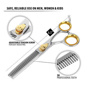 Ciseaux de barbier professionnels en acier inoxydable avec manche, lame droite et aiguisée pour la coupe et l'éclaircissement des cheveux, pour hommes et femmes, pour salons de beauté - Product Image 3