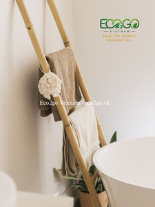 Porte-serviettes et support à vêtements télescopique portable en bambou haute résistance, support pour couvertures, charge maximale 150 kg, pour salle de bain, chambre et maison - Product Image 2