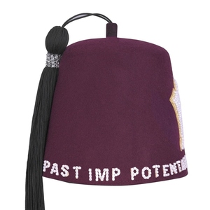 Shriners Fez <b>Hat</b> Burgundy Wool Rhinestone Embroidered Masonic Ceremonial <b>Hat</b> Custom Regalia - Product Image 4