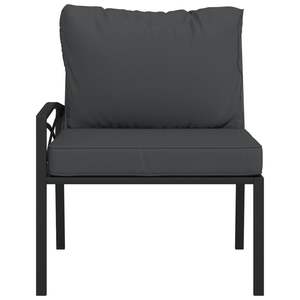 Ensemble de 2 chaises de jardin élégantes en acier thermolaqué noir et gris, canapés de jardin en polyester - Product Image 4