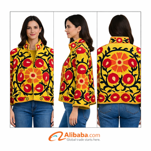 Chaqueta Bomber con Capucha para Mujer, Estampado Animal, Estilo Étnico, Oversize, Abrigo Artesanal para Festival, Invierno, Grueso, Impermeable, Lona, Algodón, Tela No Tejida - Product Image 1