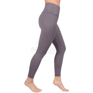 Leggings Largos de Cintura Alta para Mujer, Color Gris Sólido, Tejido Elástico de Nailon y Spandex, Transpirables, Cómodos, para Todas las Temporadas, Estilo Básico - Product Image 5