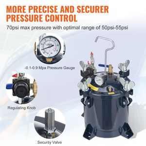 Serbatoio a Pressione in Acciaio da 10L/2.5gal per Vernice Spray, Nuovo, Pressione Massima 70PSI, per Riparazione di Perdite su Rack Metallici e Industria dei Sigillanti - Product Image 5