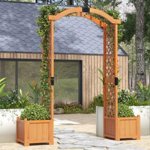Pergola in legno da giardino con fioriera e traliccio per piante rampicanti, ideale per decorazioni e recinzioni. Tralicci e cancelli. - Product Image 3