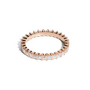 Custom Princess Cut Lab Grown Diamond Wedding Band 14K 18K Solid Gold Bar Setting Full Eternity <b>Stacking</b> Promise <b>Rings</b> Wholesale - Product Image 1
