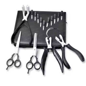 Kit d'outils pour extensions de cheveux en acier inoxydable, avec micro-anneaux, ciseaux, pinces et accessoires pour l'installation et le retrait - Product Image 2
