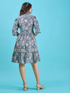 Meilleur Prix Nouvelle Robe Midi Femme Tendance à Manches Courtes, Taille Naturelle, Lavable, Élégante pour Soirée Formelle d'Été - Product Image 2