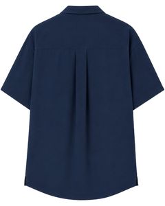 Customized Dark Navy Blue Oversized Casual Men <b>Shirt</b> <b>Half</b> Sleeve <b>Button</b> Up Cuban Collar Loose Fit Summer Fashion Wear Top <b>Shirt</b> - Product Image 2
