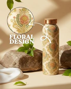 Botella de Agua de Cobre de 1 Litro, Martillada, Ayurvédica, para el Bienestar, Hecha a Mano, con Tapa Hermética, Apta para Beber, Viajar y Hacer Senderismo - Product Image 2