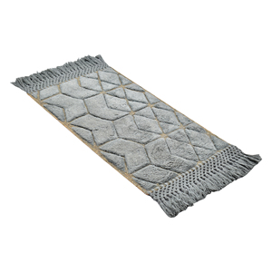 Tapis de prière en laine gris clair géométrique moderne - Janamaz bohème avec franges en macramé - Product Image 5