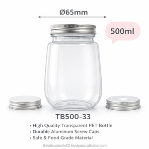 500ml for <b>Clear</b> PET <b>Plastic</b> Food Grade <b>Container</b> TB500-33 with Aluminum Cap Global Shipping - Product Image 5