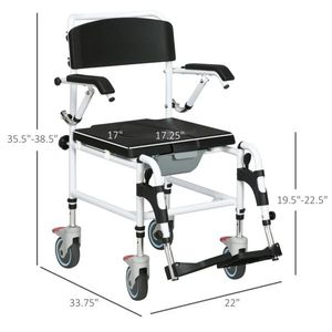 Bathroom Safety Equipment Rolling Shower Commode Wheelchair with 4 Castor Wheels for Wheelchair Users - Product Image 2