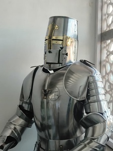 Medieval Knight Full Metal Suit of Armor Templar Crusader Costume Home Decor Collectible <b>Statue</b> Antique Modern - Product Image 4