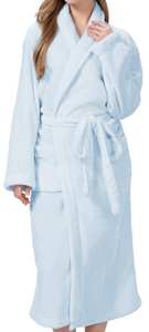 Bata de baño de felpa tejida para mujer, suave, cálida, de secado rápido, de alta calidad, lisa, de longitud completa - Product Image 5