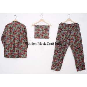 ชุดนอนผ้าฝ้ายพิมพ์ลายดอกไม้ สวมใส่สบาย ระบายอากาศได้ดี สไตล์อินเดีย เหมาะสำหรับฤดูร้อน ของขวัญสำหรับผู้หญิงและเพื่อนเจ้าสาว - Product Image 5