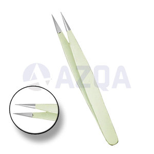 Ensemble de pinces à sourcils personnalisées en acier inoxydable, manches vert clair, pointe inclinée, pointe fine, durables et légères pour la beauté - Product Image 2