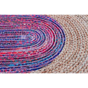 High Strengthen Oval Braided Jute Area Rug Striped Bohemian Style Non Slip Flat Weave Living Room Decor - Product Image 5