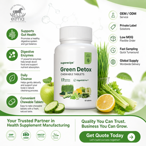 Comprimés Détox Verts Marque Blanche Elma Food – Nettoyage Quotidien, Soutien du Bien-être Intestinal, Certifié Halal GMP, 60 Comprimés, Naturel, Personnalisé pour Hommes - Product Image 1