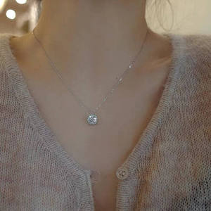 High Quality 14K 18K <b>Solid</b> Gold Lab Grown Diamond Solitaire Pendant <b>Necklace</b> Luxury Round Cut Choker Fine Jewelry for Women - Product Image 1