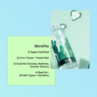 Tonique hydratant au cactus YADAH 210 ml, type spray, tonique facial hydratant, liquide transparent, soin de la peau pour usage quotidien