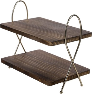 Soporte de Madera de 2 Niveles para Pasteles, Soporte Rústico para Exhibición de Postres, Soporte para Cupcakes Estilo Granja, Bandeja para Servir en Fiestas, Decoración de Cocina - Product Image 1