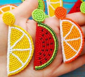 Embroidered <b>Fabric</b> & Bead Earrings Custom Multi-<b>Beaded</b> Earrings Women Festive Party Jewelry At Best Price <b>Beaded</b> Earrings - Product Image 1