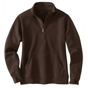 Sweat-shirt polaire marron pour homme, personnalisé, en gros, avec fermeture éclair quart de tour, en molleton épais - Product Image 1