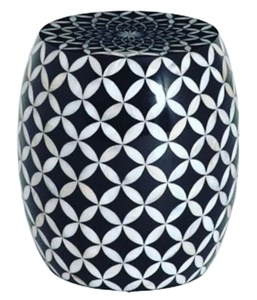 Taburete lateral de diseño en zigzag con incrustaciones de hueso hecho a mano, decoración decorativa de madera para sala de estar, oficina, baño, para hoteles - Product Image 5