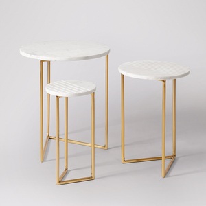 Luxury Inspired Metal Nesting <b>Table</b> With Marble Top Decorative Furniture Set <b>For</b> Sophisticated Home Decoration Themes - Product Image 6