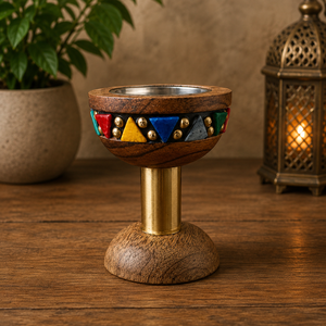 Brûleur à Bakhoor en Bois de Luxe avec Incrustation de Résine, Porte-Encens Oud avec Sangle en Cuir, Encensoir Arabe Mabkhara, Cadeau de l'Aïd pour la Maison - Product Image 3