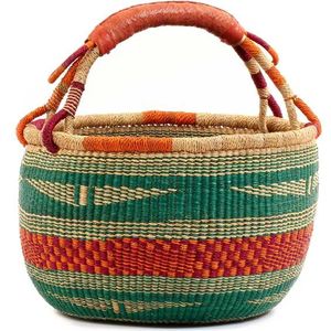 Panier de rangement géométrique en jonc de mer vert et rouge, tressé à la main, écologique, vente en gros directe usine - Product Image 2