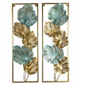 ศิลปะบนผนังโลหะสีเขียวและสีทองทำด้วยมือของตกแต่งผนังโลหะศิลปะตกแต่งผนังโลหะขายส่ง - Product Image 1