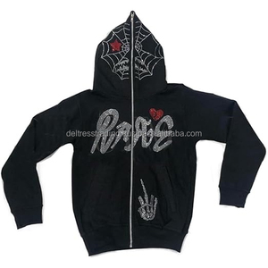 Sudadera con capucha informal con piedra del Rin a precios al por mayor, sudaderas transpirables antiarrugas con estilo para mujer, sudaderas nuevas 2025 - Product Image 1