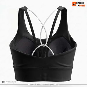 Soutien-gorge de sport DAPHNIA pour femme, couleur unie, dos croisé, col rond, maintien moyen, respirant, haute qualité, pour yoga et entraînement - Product Image 2