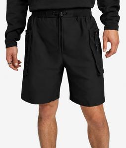 Shorts cargo en toile unie pour homme avec taille élastique, logo frontal, poches à séchage rapide, longueur mi-cuisse, style décontracté - Product Image 1