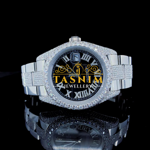 VVS Diamond Luxury Men's Business Coin Sport/Fashion ETA Analog Quartz <b>Watch</b> 41mm Glass Mixed 3BAR Water Resistant <b>Black</b> White - Product Image 2